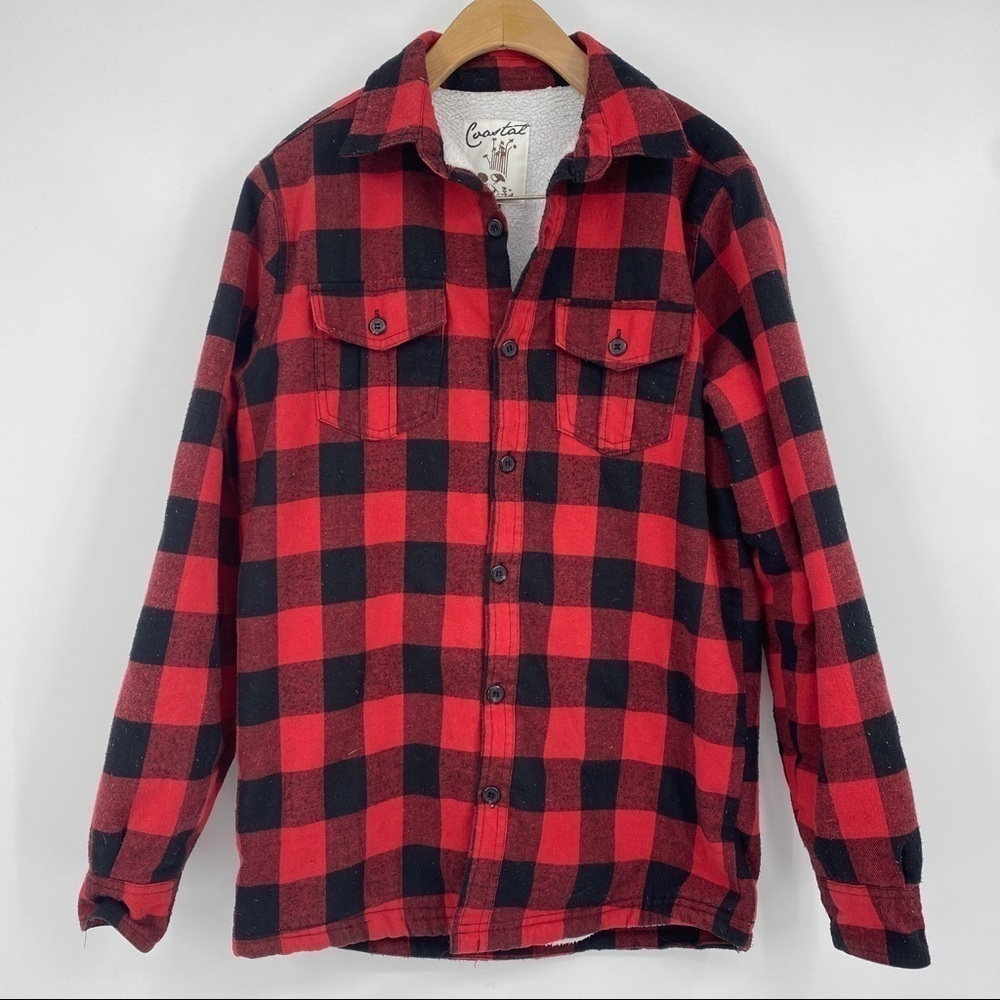 Fleece lined buffalo plaid shacket by Coastal M